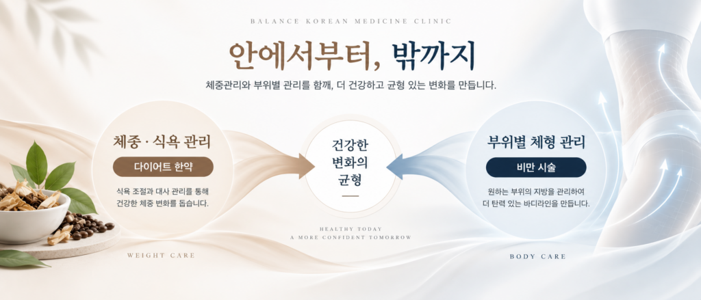 체중 관리와 부위별 지방 관리의 다이어트 접근 방법