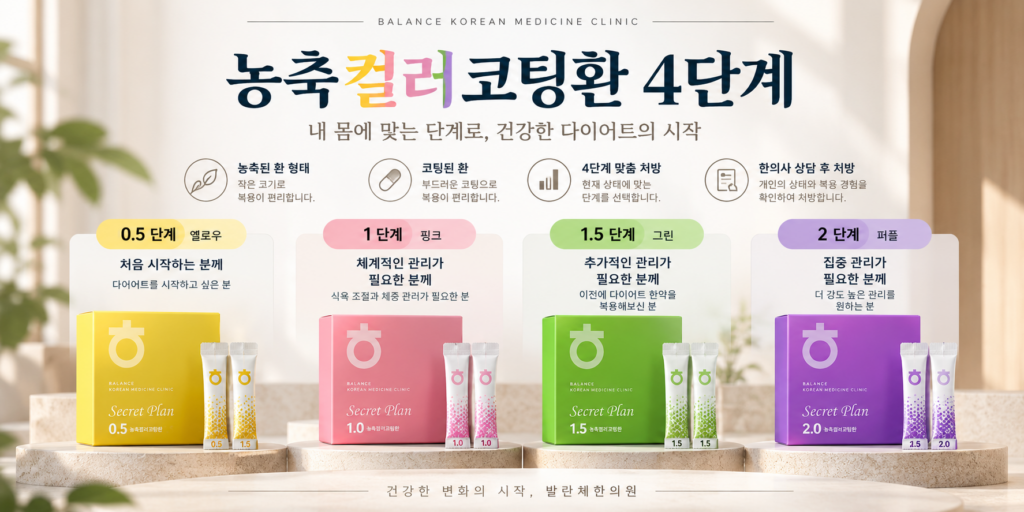 컬러농축코팅환 0.5단계부터 2단계 다이어트 한약 안내