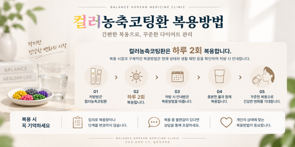 컬러농축코팅환 하루 2회 복용방법 안내